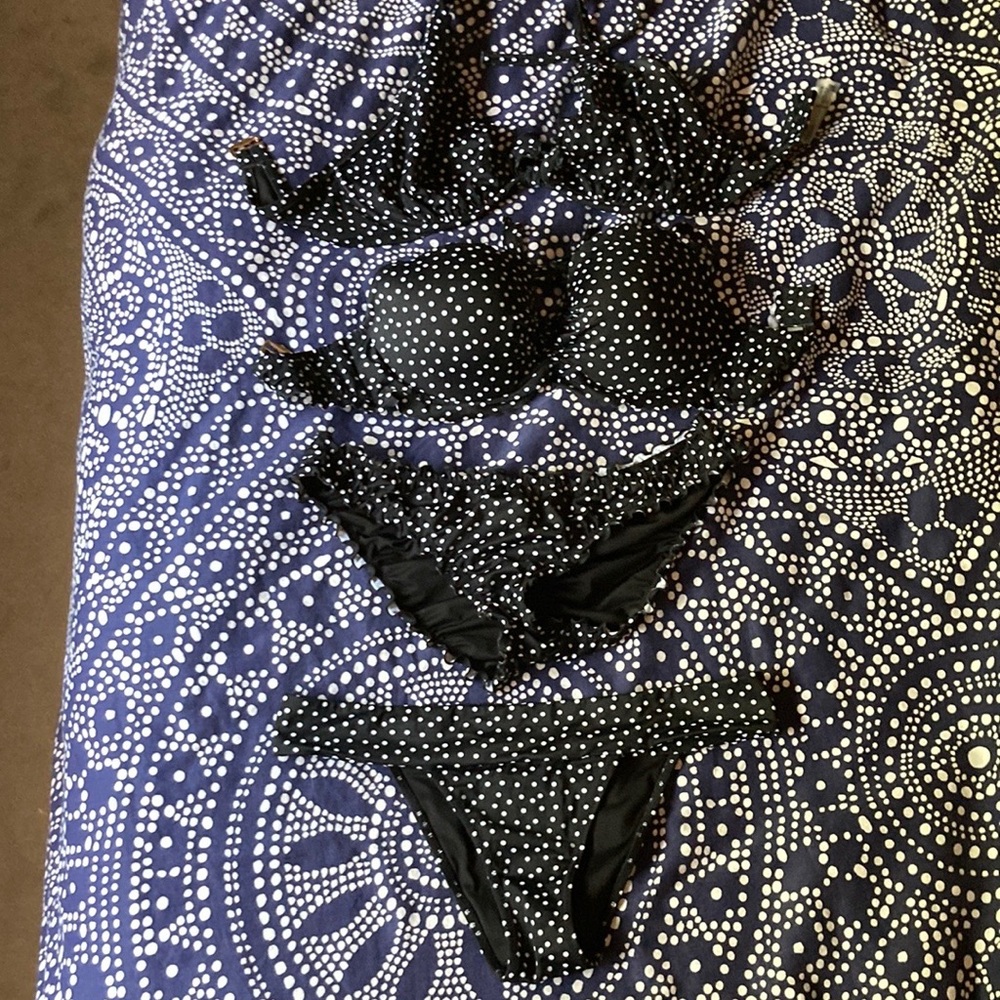 Victoria’s Secret Polka Dot Bikinis. Two tops, two bottoms. Mix and match.